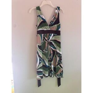 IZ Byer California Abstract Geometric Sleeveless Dress Womens Medium Retro Mod